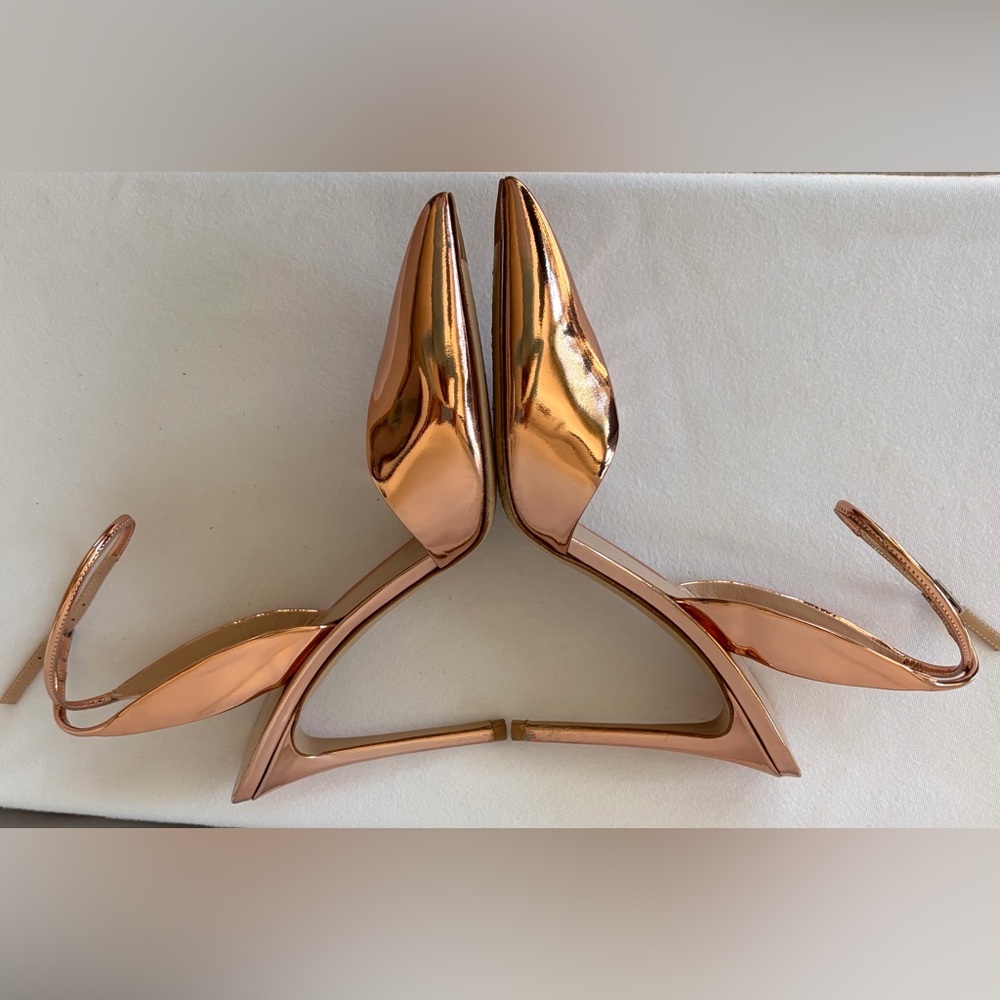 Giorgio Armani Metallic Rose Gold Stiletto Heels, ankle strap, worn once, 37 - Picture 8 of 16